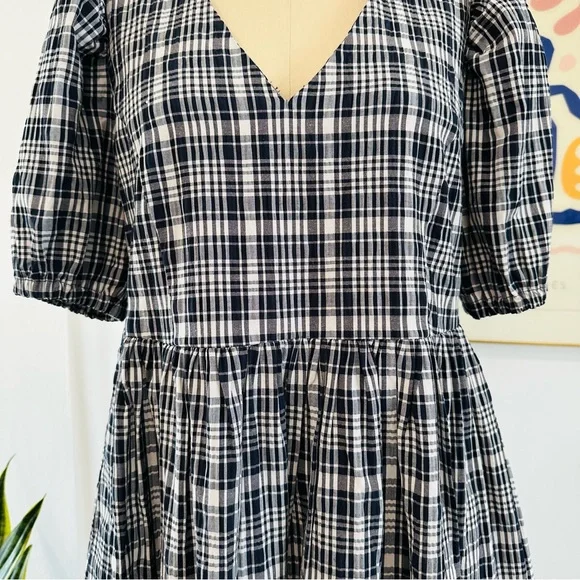 Fat Face Blue and White Checkered Babydoll Dress - Picture 6 of 16